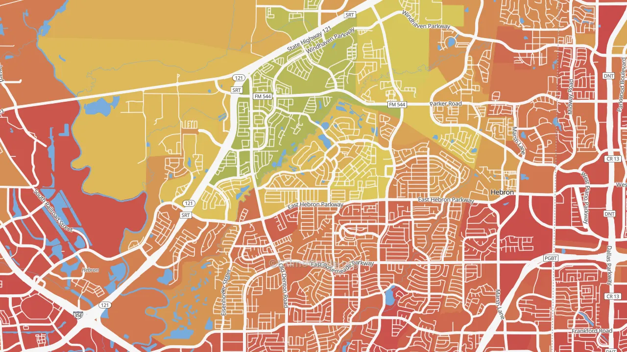 75010, TX Map of Vehicle Theft Rates