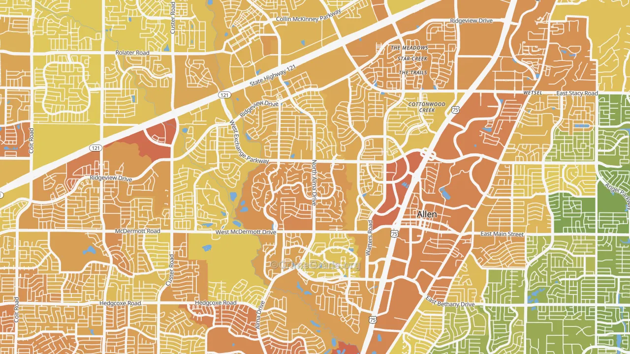 75013, TX Map of Vehicle Theft Rates