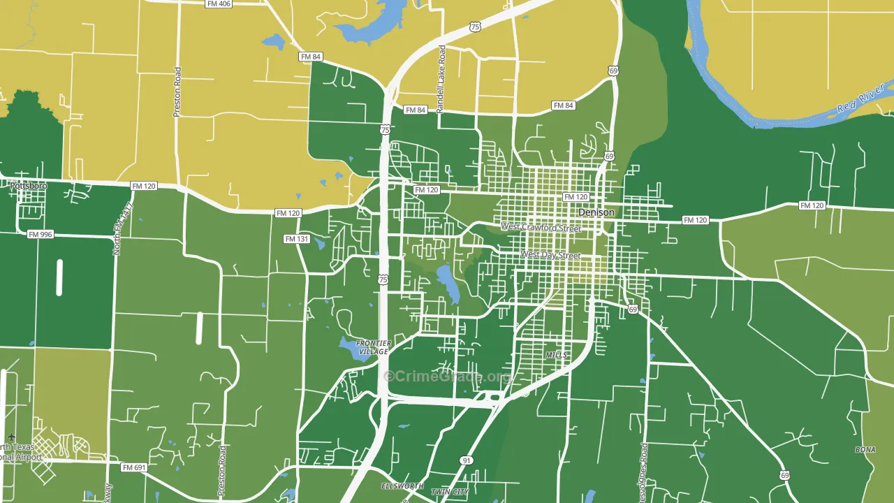 75020, TX Map of Vehicle Theft Rates