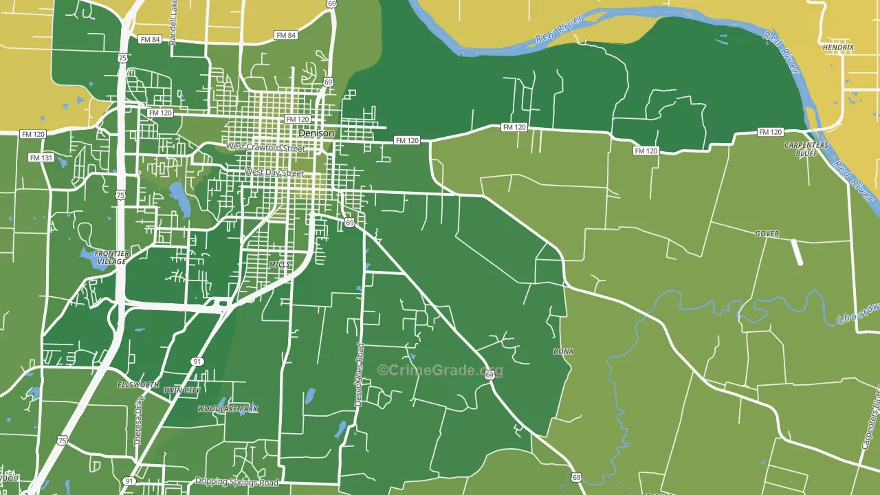 75021, TX Map of Vehicle Theft Rates
