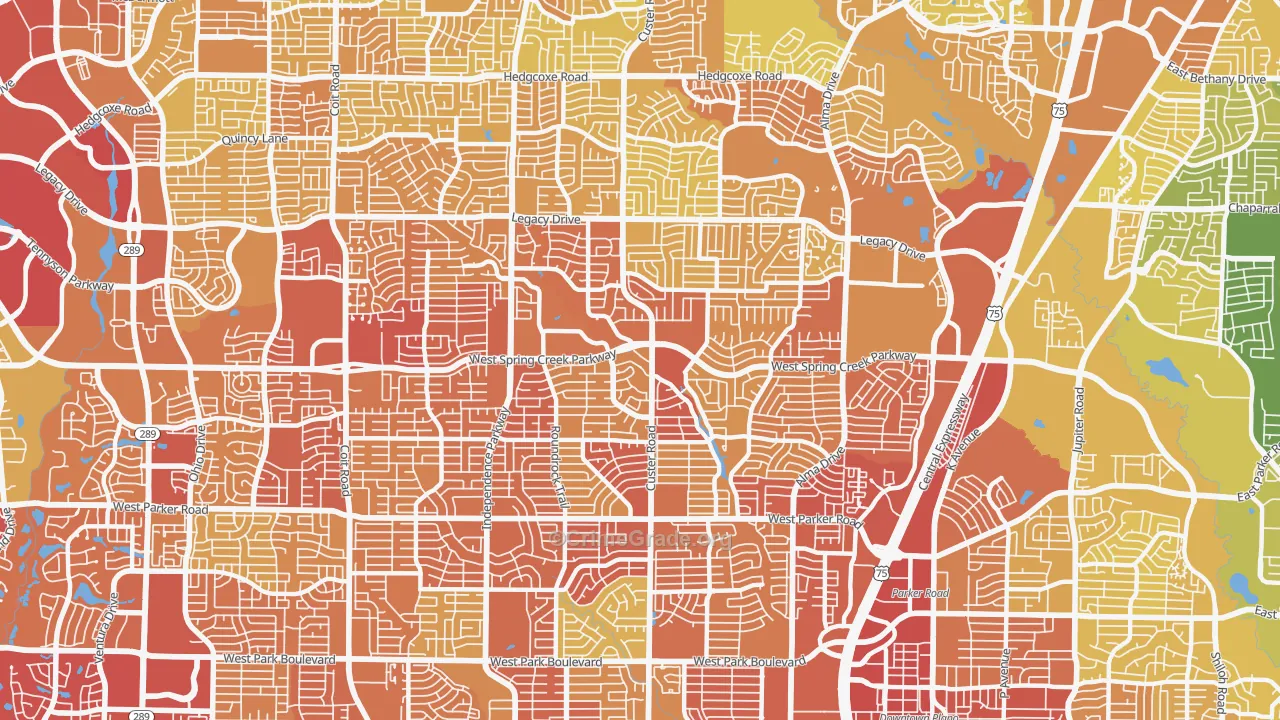 75023, TX Map of Vehicle Theft Rates