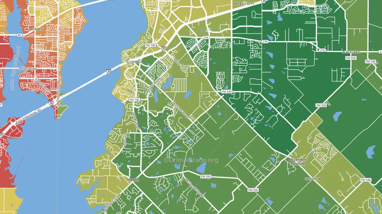 75032, TX Map of Vehicle Theft Rates