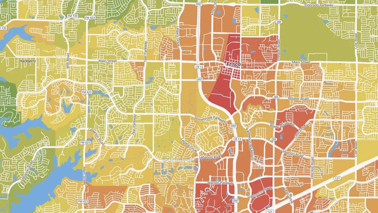 75034, TX Map of Vehicle Theft Rates
