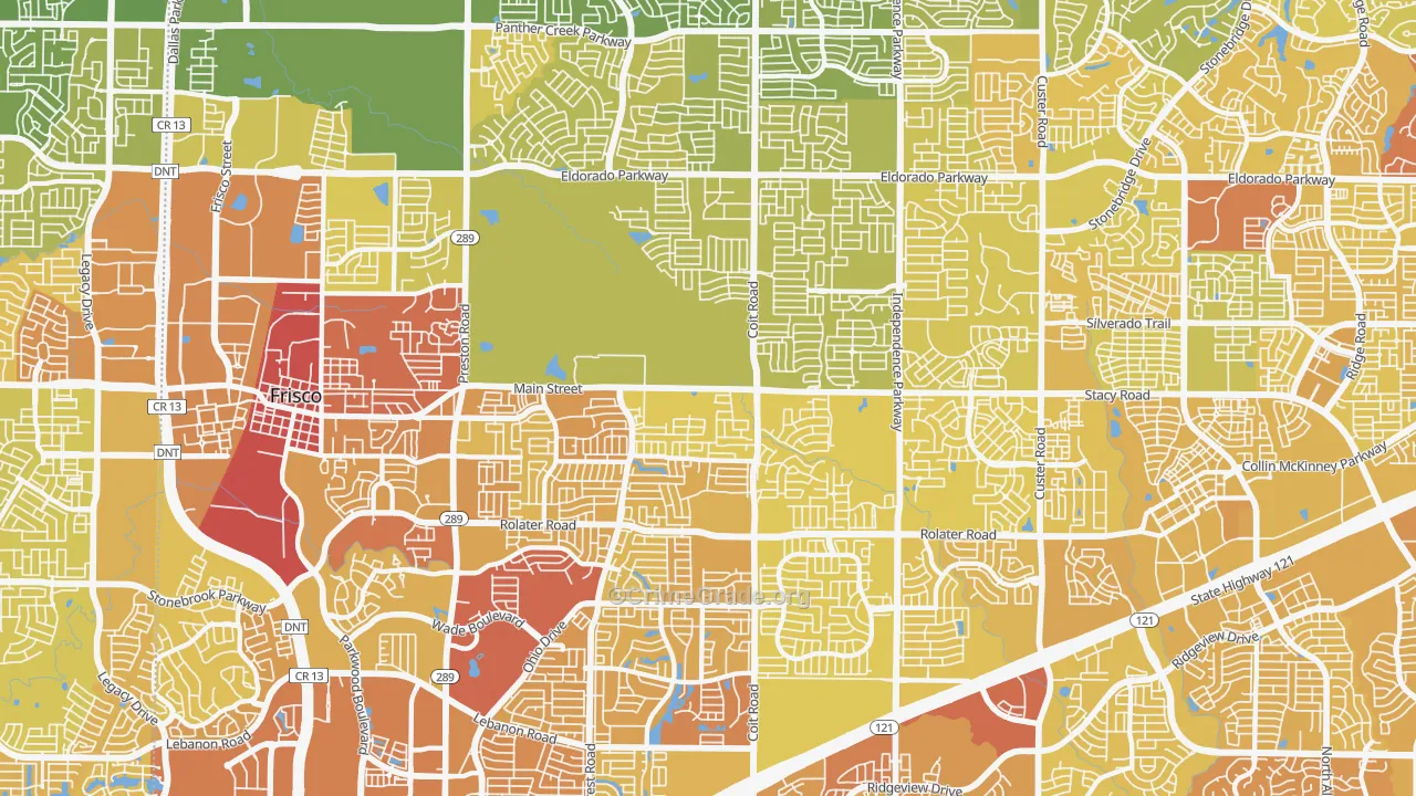 75035, TX Map of Vehicle Theft Rates