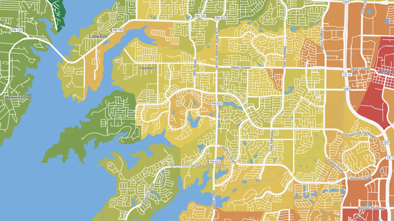 75036, TX Map of Vehicle Theft Rates