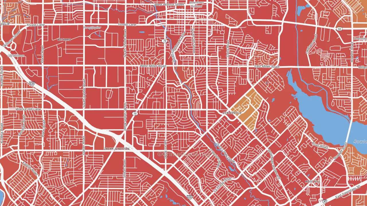 75041, TX Map of Vehicle Theft Rates