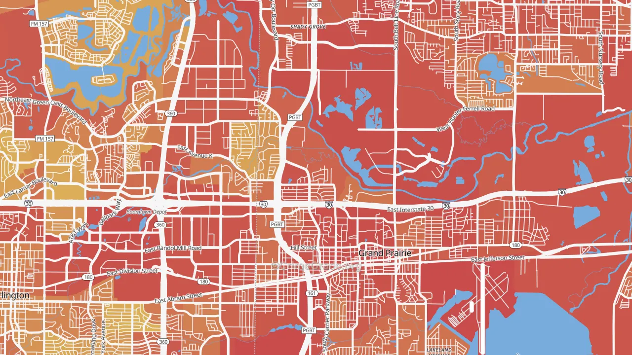 75050, TX Map of Vehicle Theft Rates