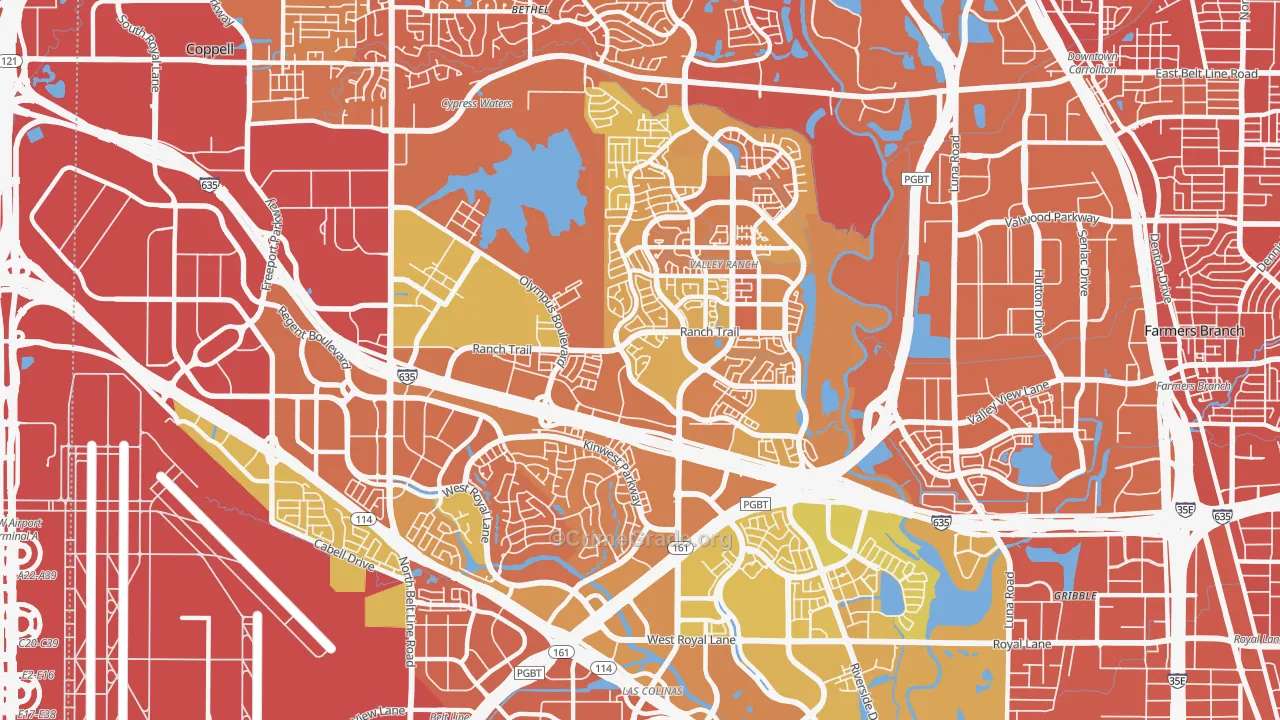 75063, TX Map of Vehicle Theft Rates