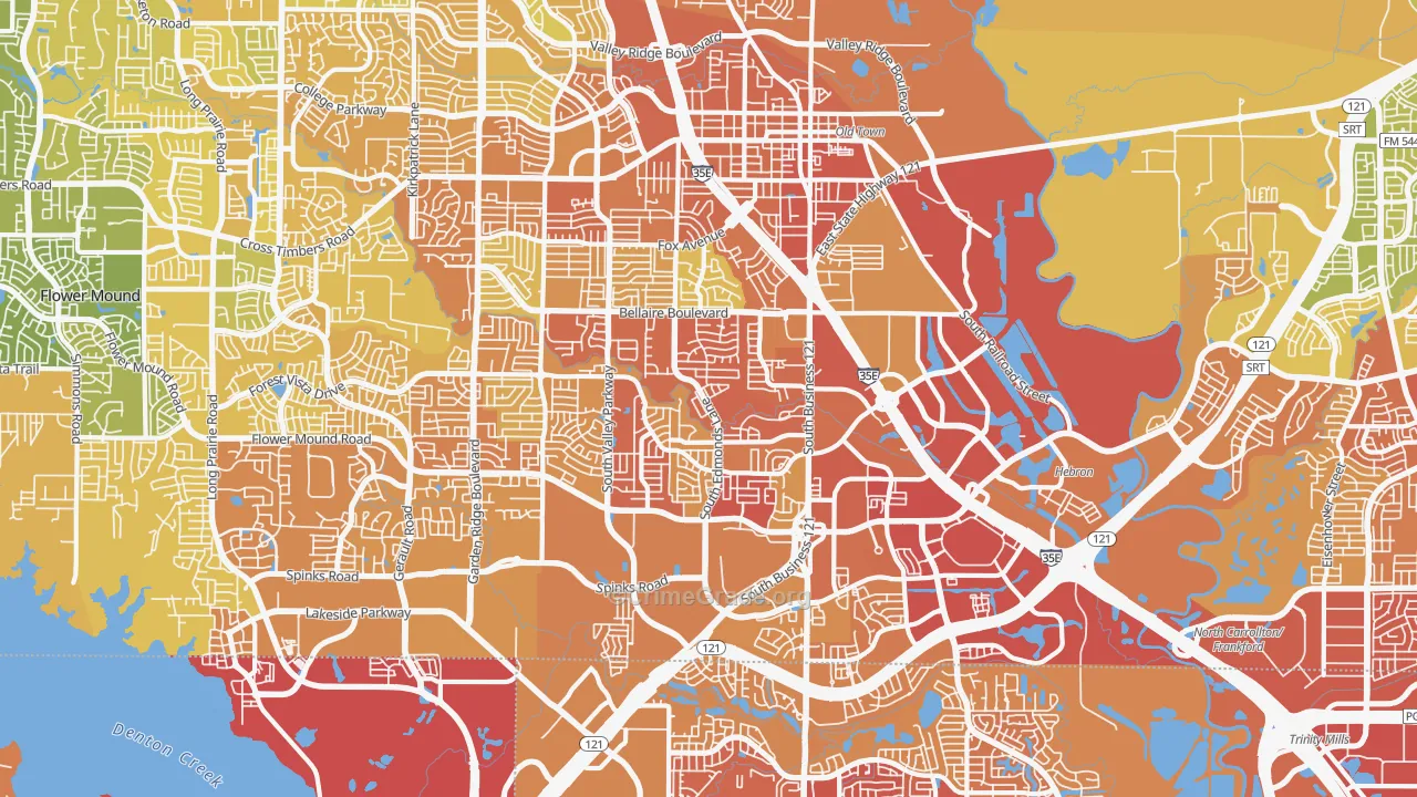 75067, TX Map of Vehicle Theft Rates