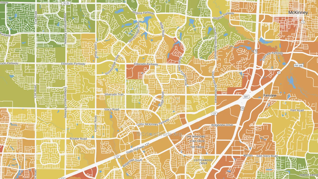 75070, TX Map of Vehicle Theft Rates