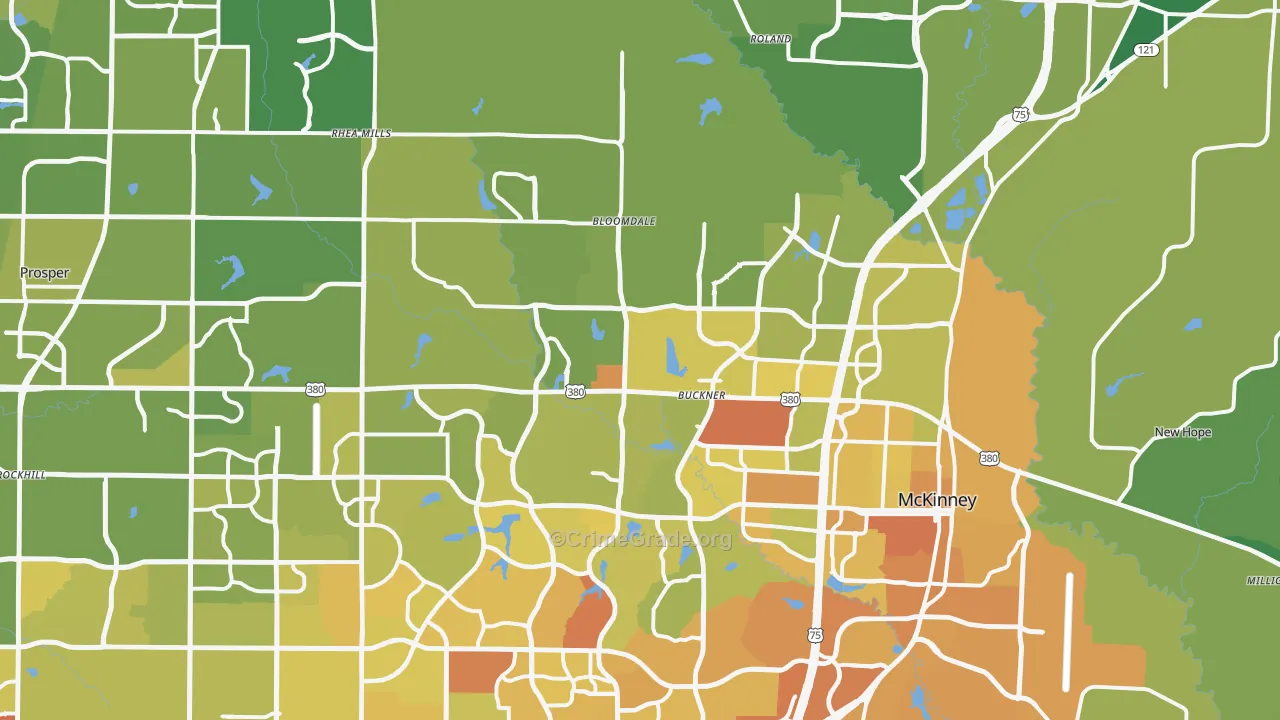 75071, TX Map of Vehicle Theft Rates
