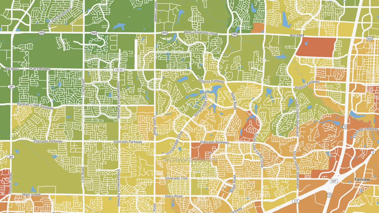 75072, TX Map of Vehicle Theft Rates