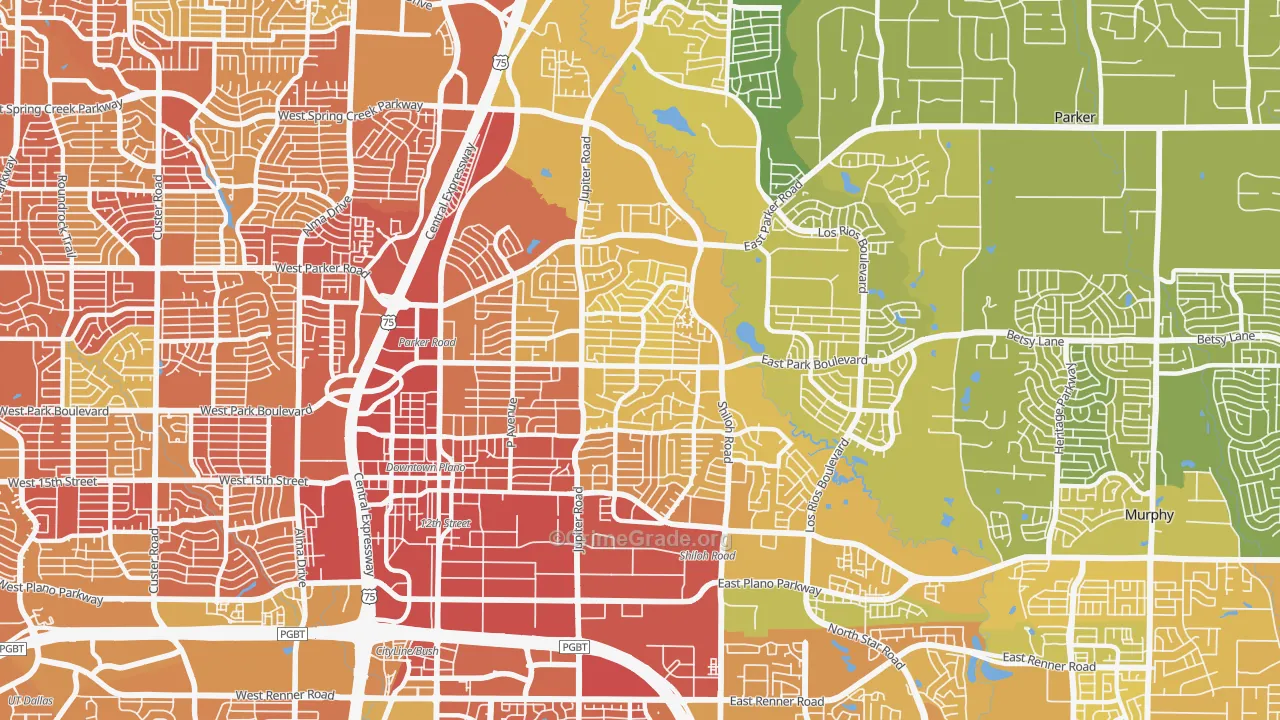 75074, TX Map of Vehicle Theft Rates