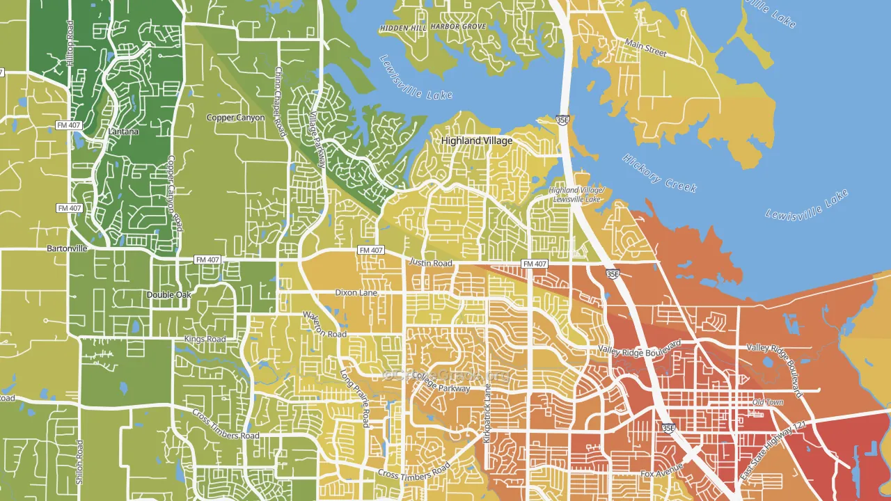 75077, TX Map of Vehicle Theft Rates