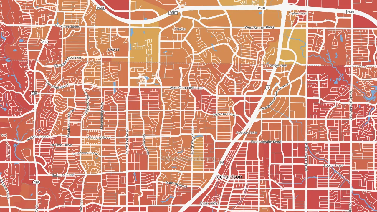75080, TX Map of Vehicle Theft Rates