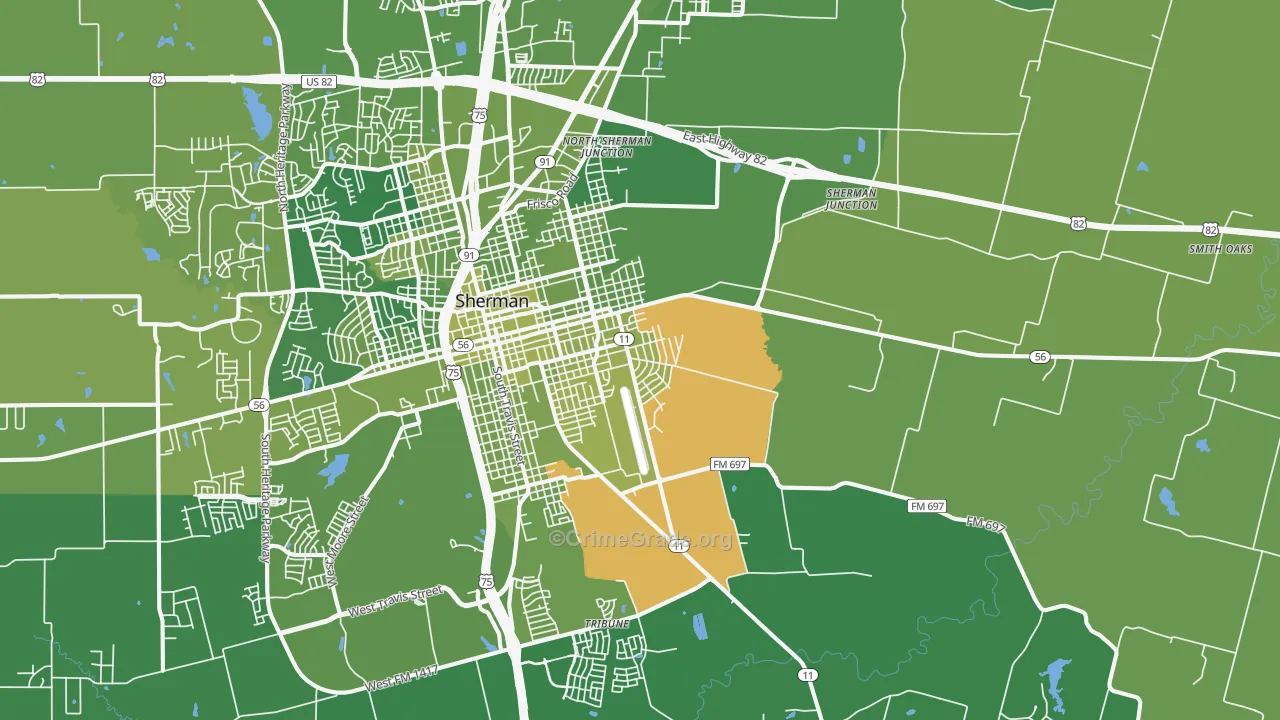 75090, TX Map of Vehicle Theft Rates