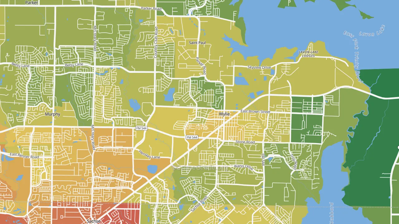 75098, TX Map of Vehicle Theft Rates