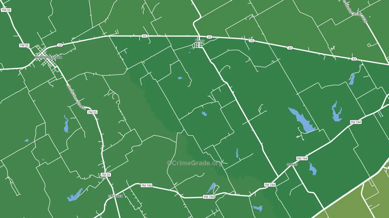 75102, TX Map of Vehicle Theft Rates