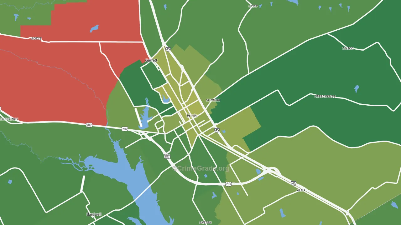 75119, TX Map of Vehicle Theft Rates