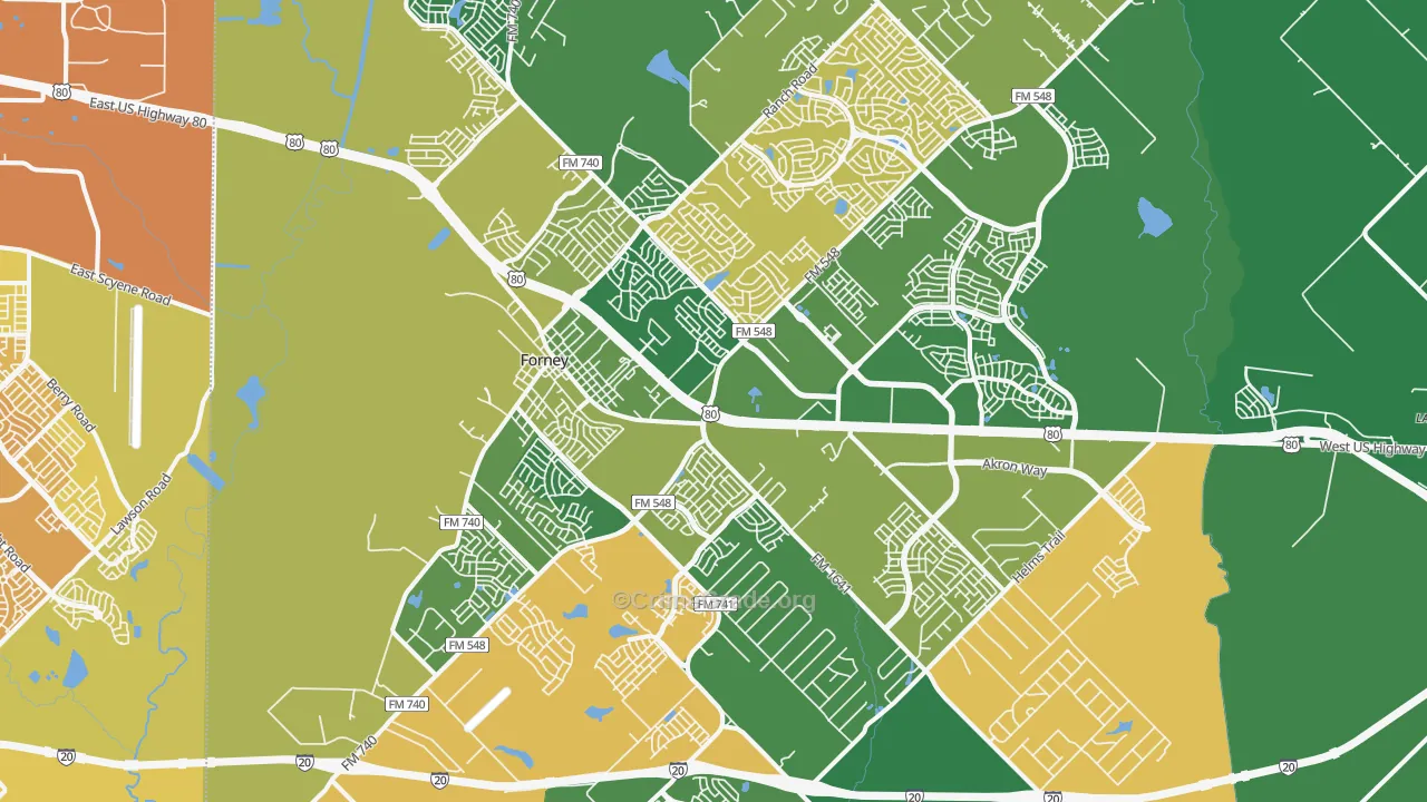 75126, TX Map of Vehicle Theft Rates