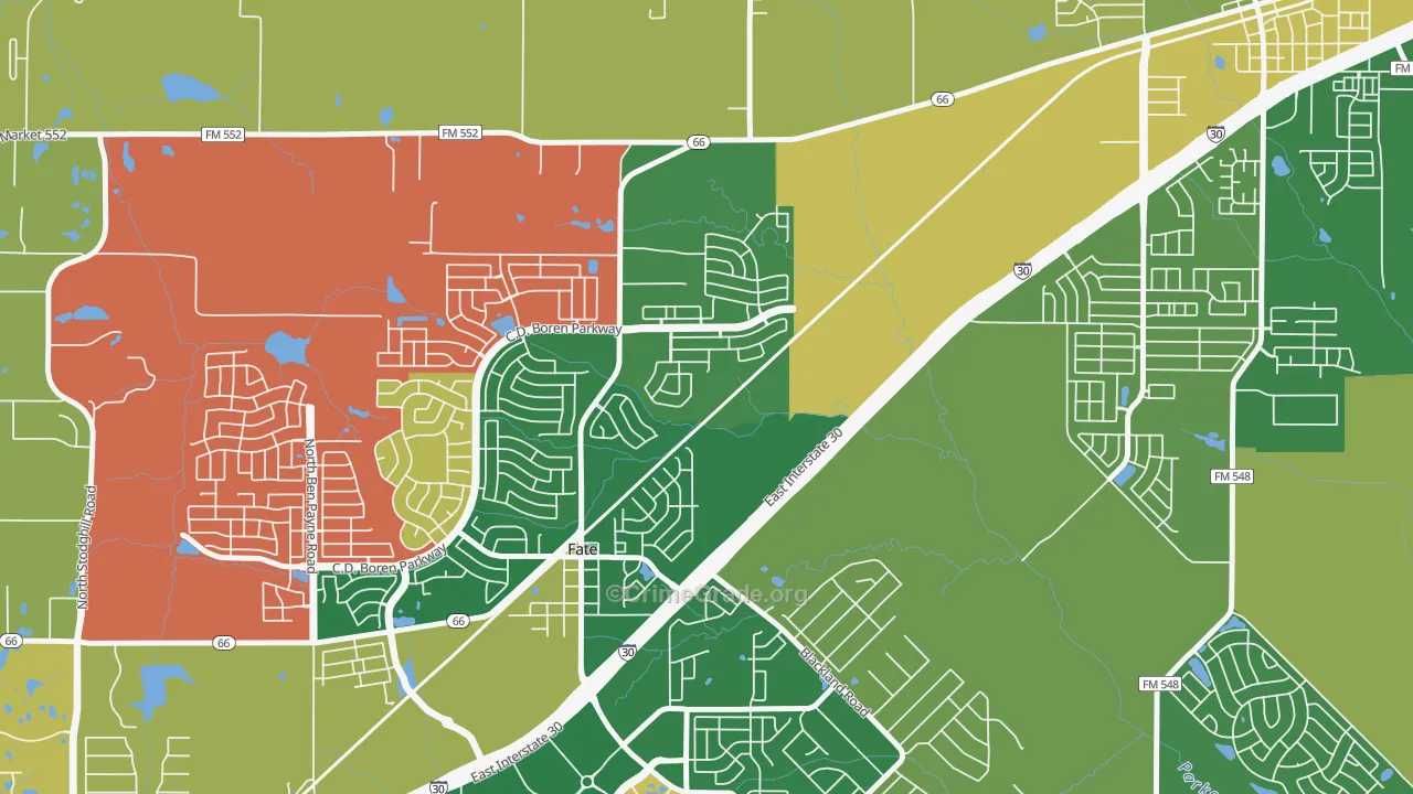 75132, TX Map of Vehicle Theft Rates