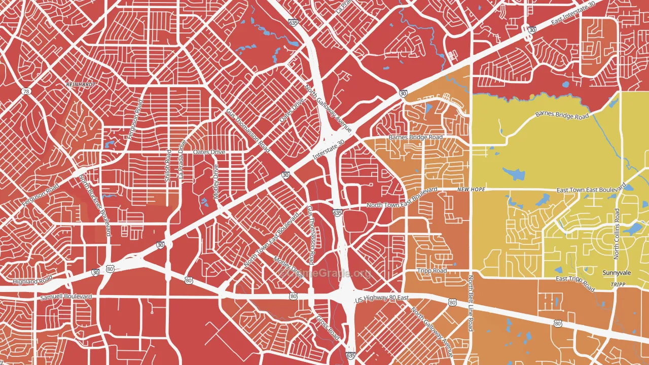 75150, TX Map of Vehicle Theft Rates