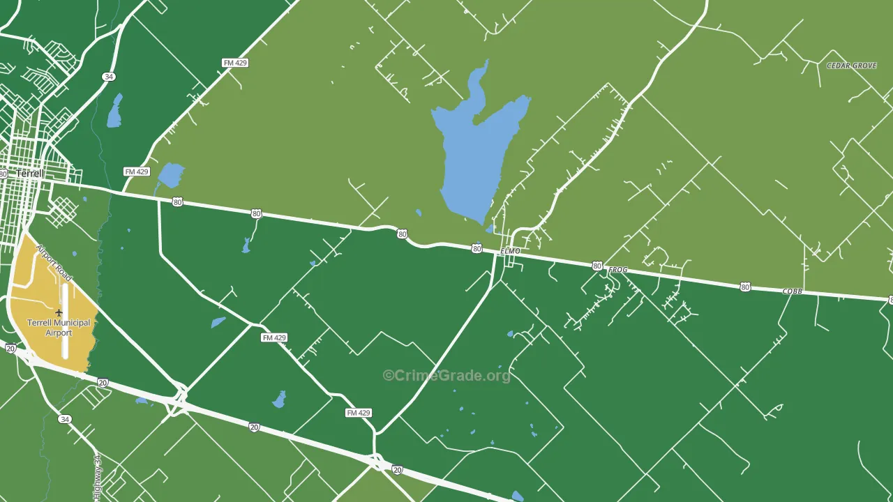 75161, TX Map of Vehicle Theft Rates
