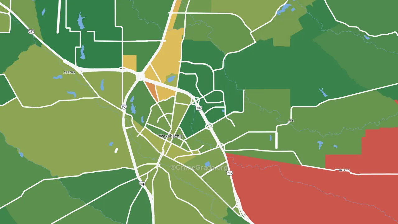 75165, TX Map of Vehicle Theft Rates