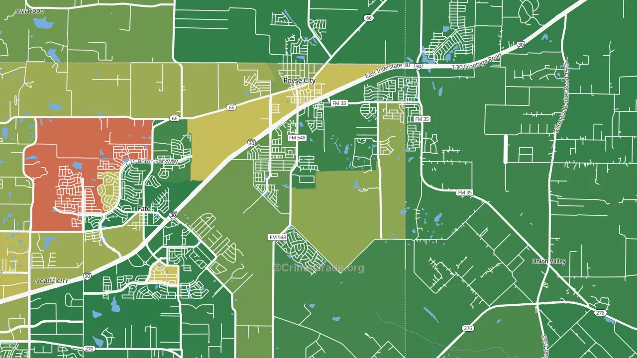 75189, TX Map of Vehicle Theft Rates