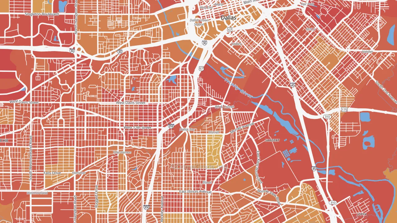 75203, TX Map of Vehicle Theft Rates