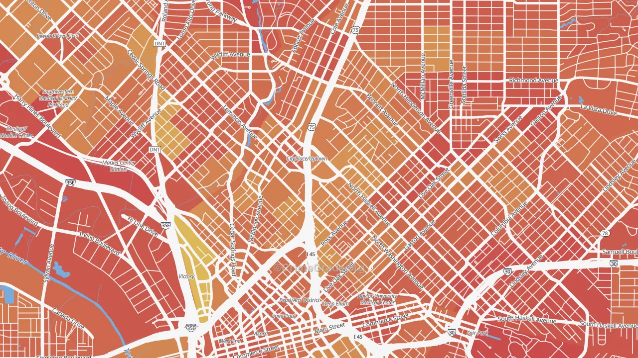75204, TX Map of Vehicle Theft Rates