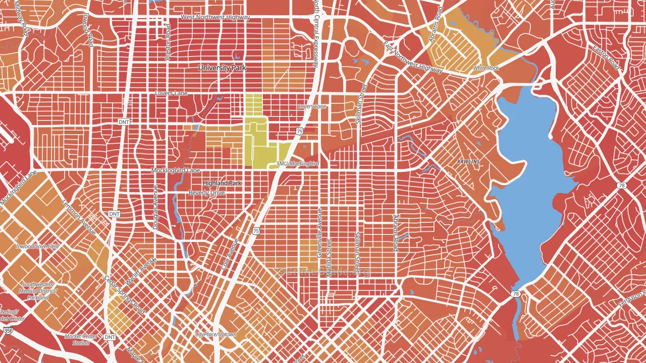 75206, TX Map of Vehicle Theft Rates