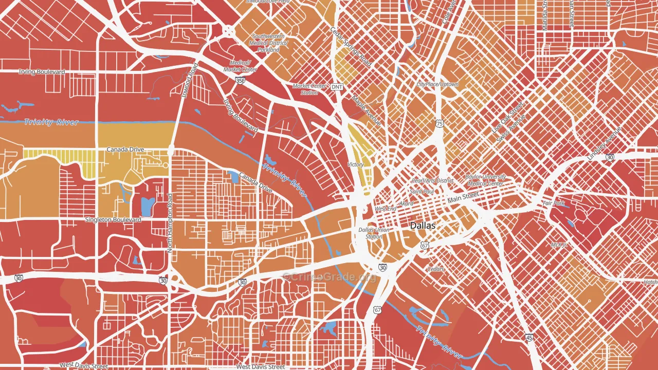 75207, TX Map of Vehicle Theft Rates