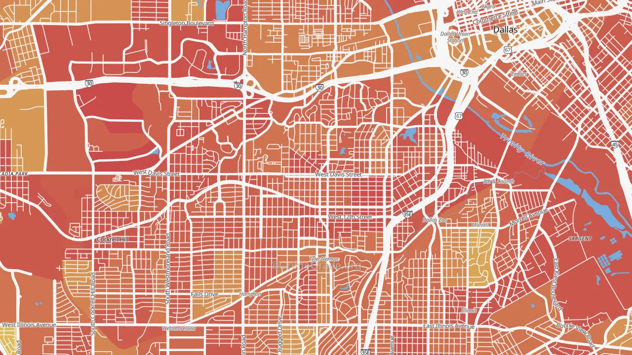 75208, TX Map of Vehicle Theft Rates