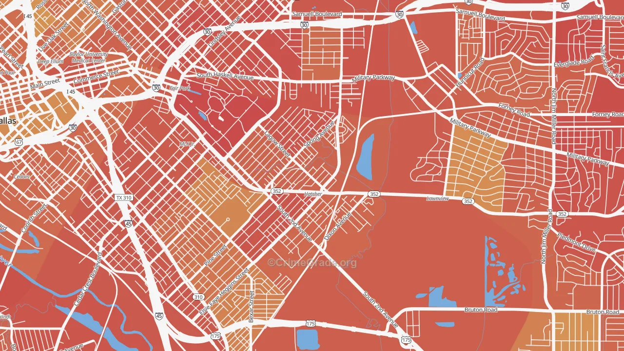75210, TX Map of Vehicle Theft Rates