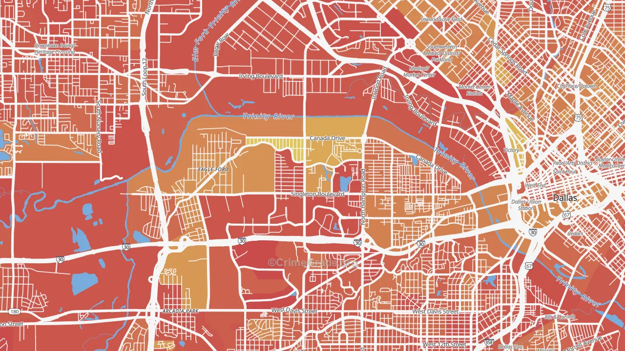 75212, TX Map of Vehicle Theft Rates