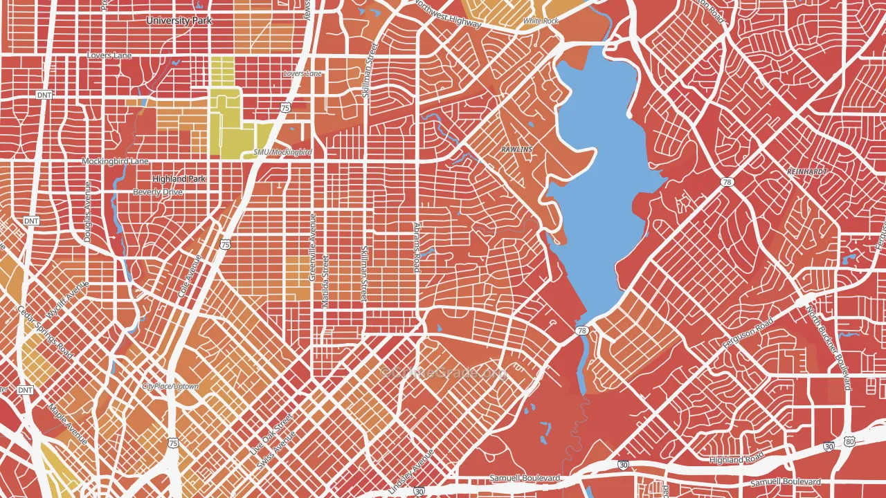 75214, TX Map of Vehicle Theft Rates