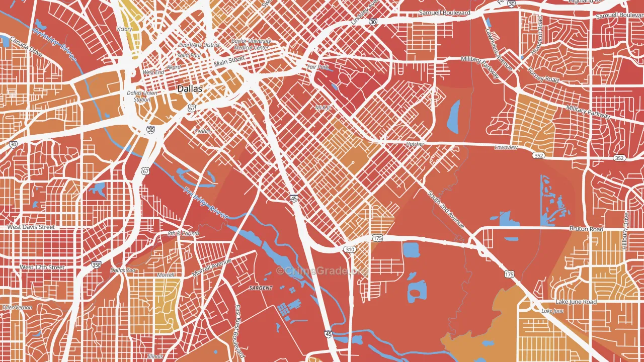 75215, TX Map of Vehicle Theft Rates