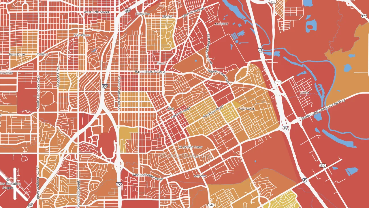 75216, TX Map of Vehicle Theft Rates