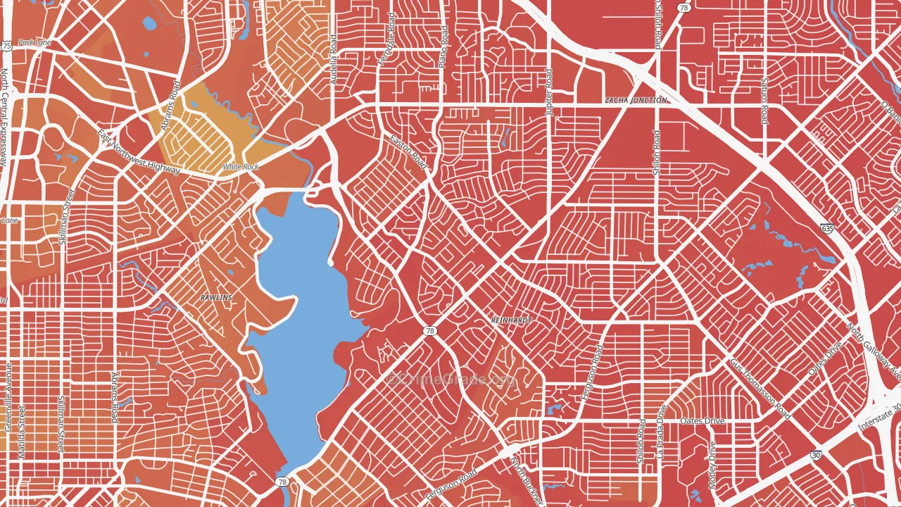 75218, TX Map of Vehicle Theft Rates