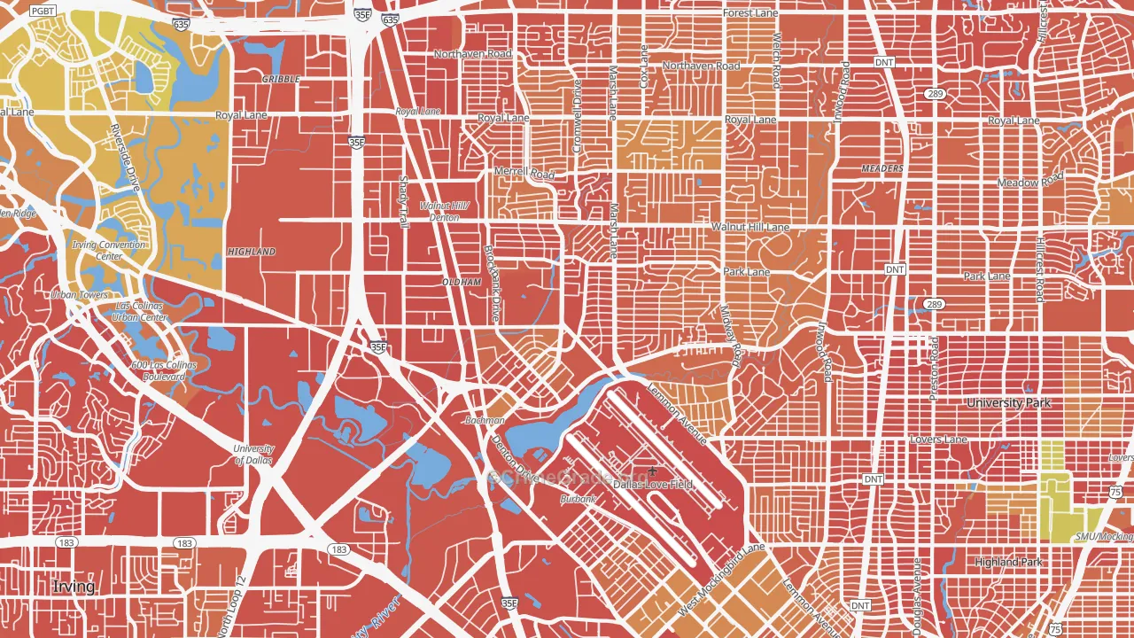 75220, TX Map of Vehicle Theft Rates