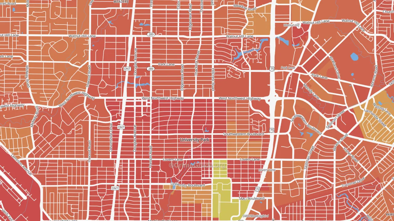 75225, TX Map of Vehicle Theft Rates