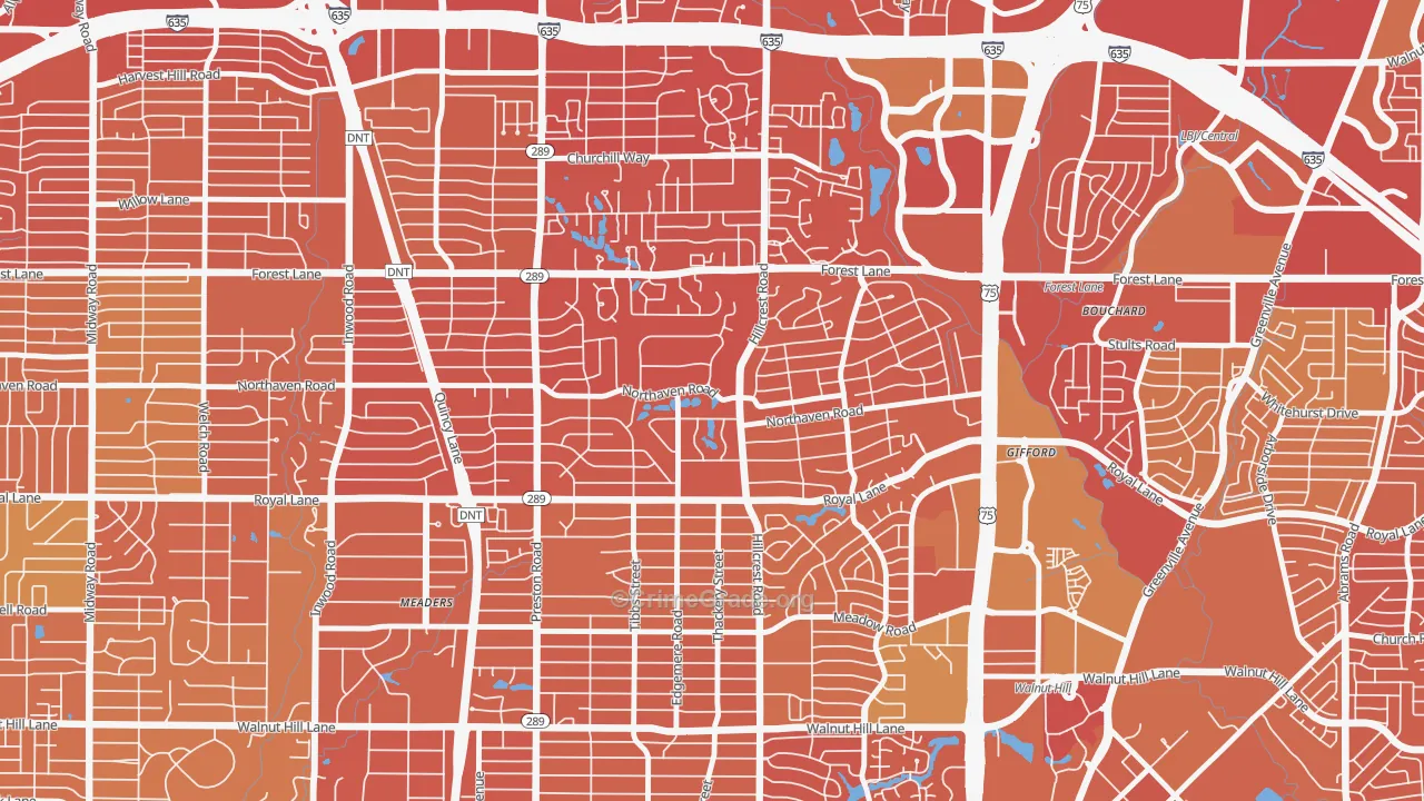 75230, TX Map of Vehicle Theft Rates