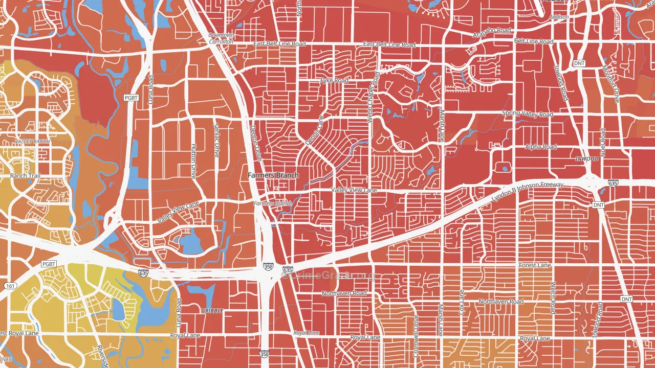 75234, TX Map of Vehicle Theft Rates