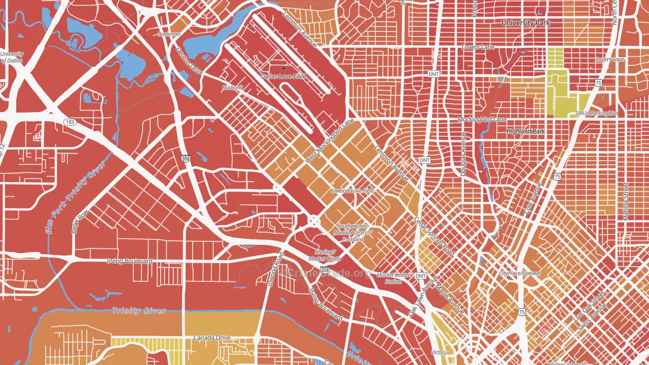 75235, TX Map of Vehicle Theft Rates