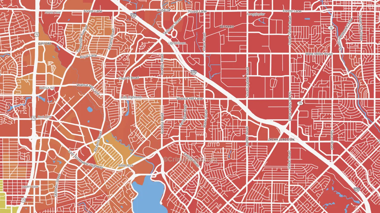 75238, TX Map of Vehicle Theft Rates