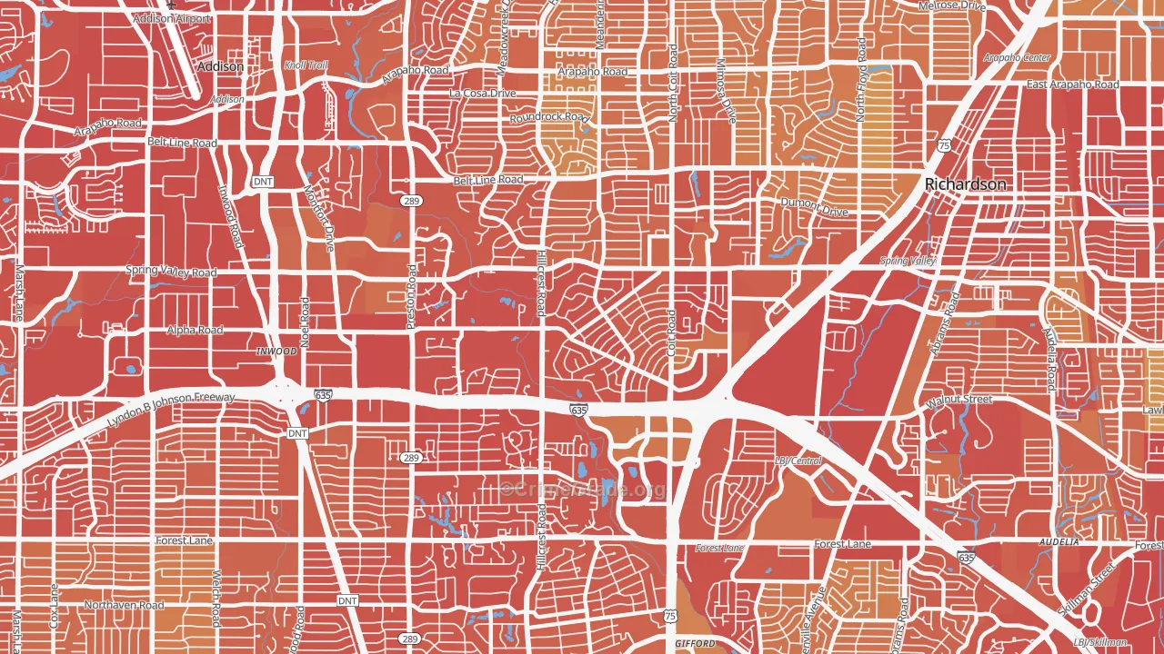 75240, TX Map of Vehicle Theft Rates