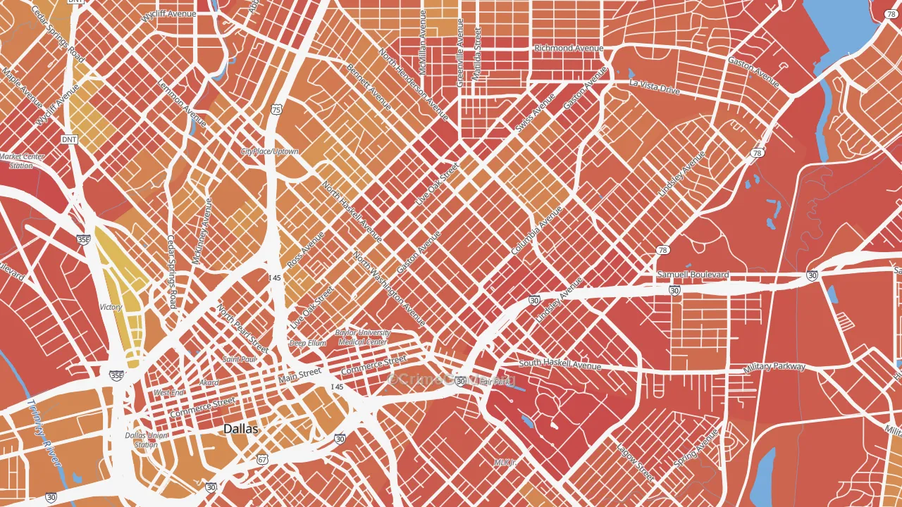 75246, TX Map of Vehicle Theft Rates