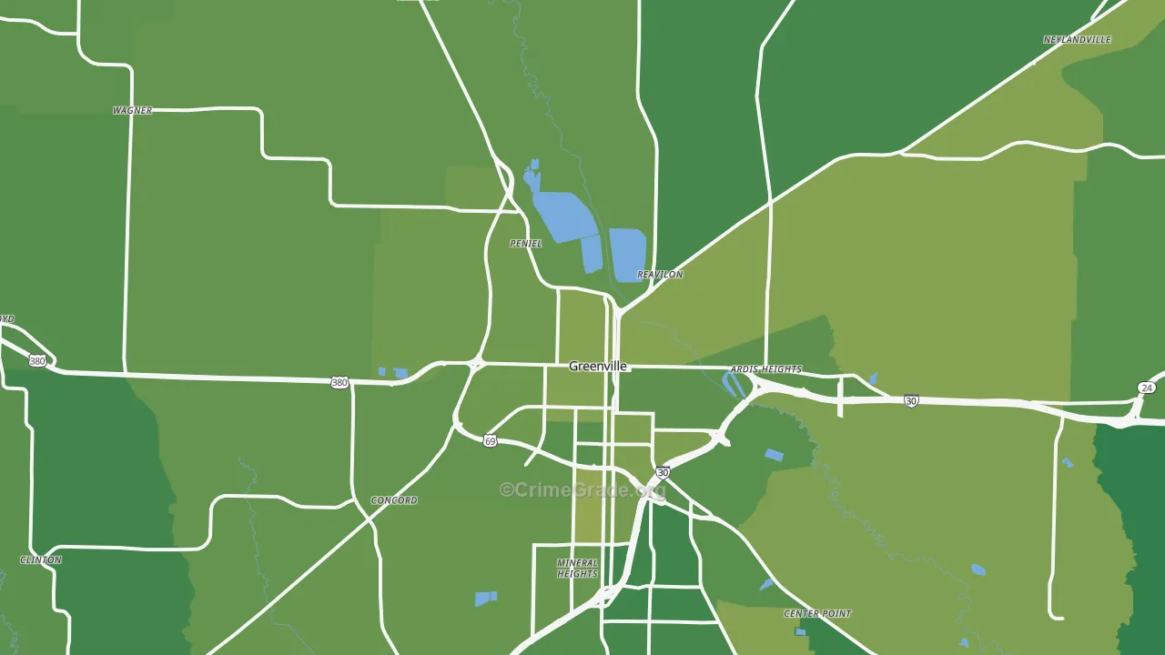 75401, TX Map of Vehicle Theft Rates