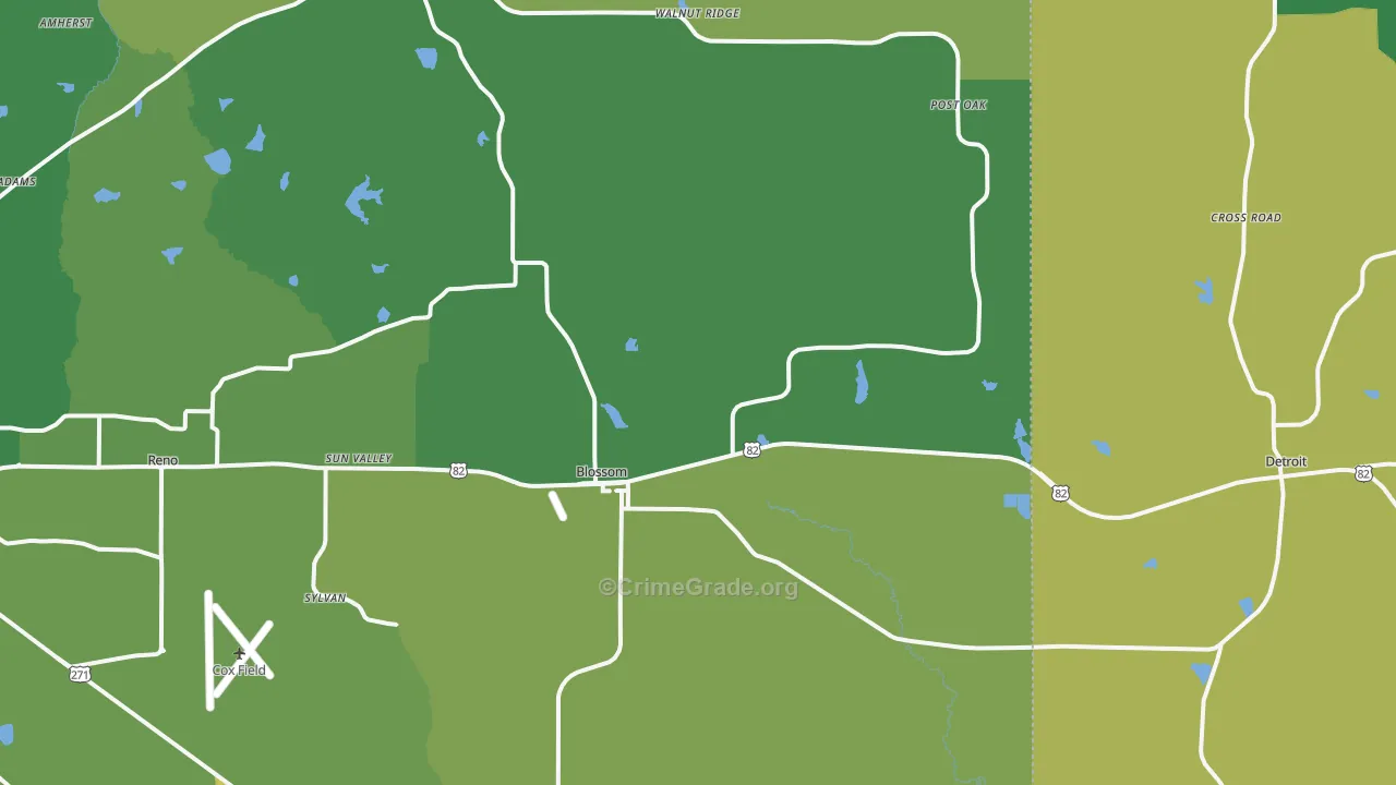 75416, TX Map of Vehicle Theft Rates